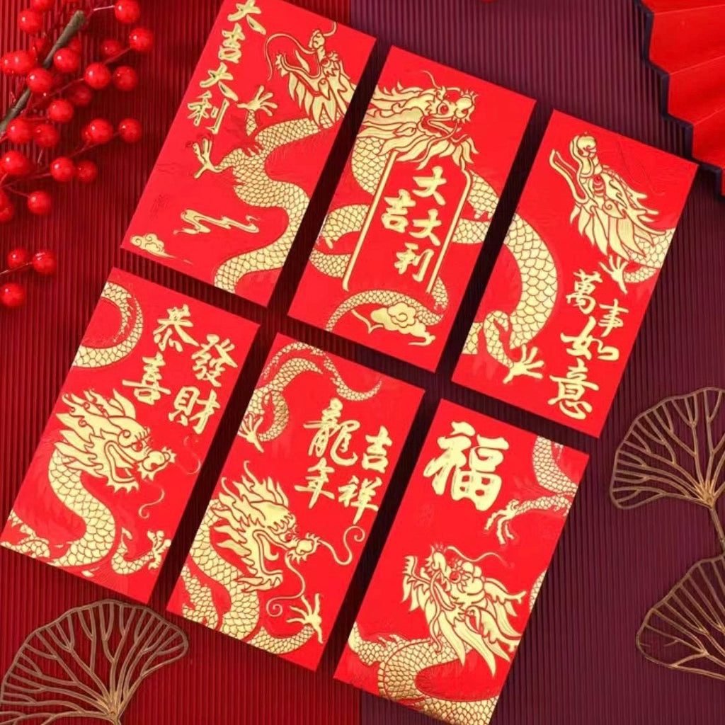 Red and Gold Dragon Envelopes (6-pack) (Out of Stock)