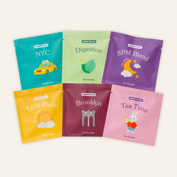 Assortment of colorful tea bags