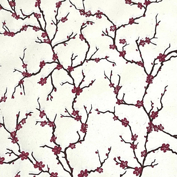 Handmade Nepal Silkscreen Paper - Peach Blossoms