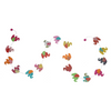 Colorful elephant-shaped garland on a white background