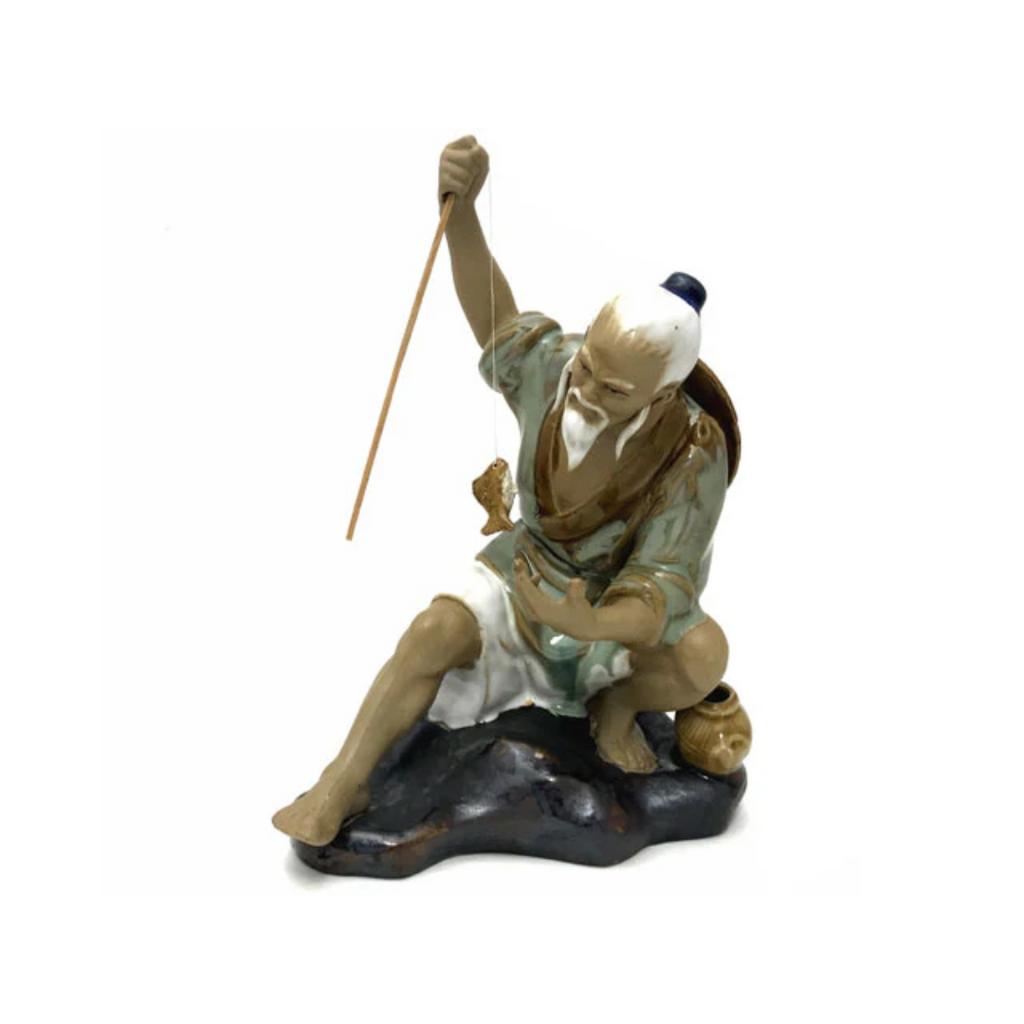 Old Fisherman Clay Sculpture