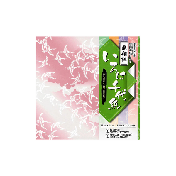 Iroha Chiyogami - Flying Crane Origami Paper - 6" x 6" front packaging