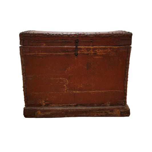 Vintage wooden trunk on a white background