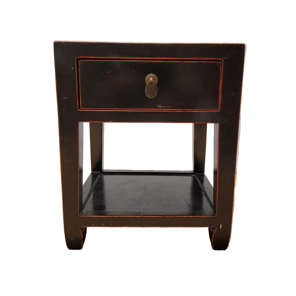 Mahogany Brown Night Stand with Drawer and Bottom Shelf