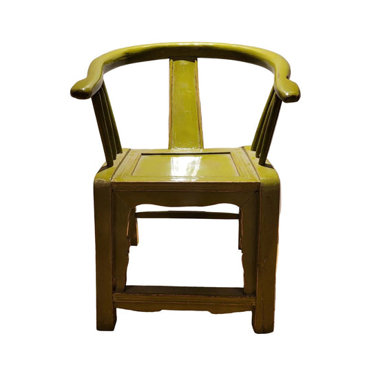 Vintage Horse Shoe Back Arm Chair - Antique Green