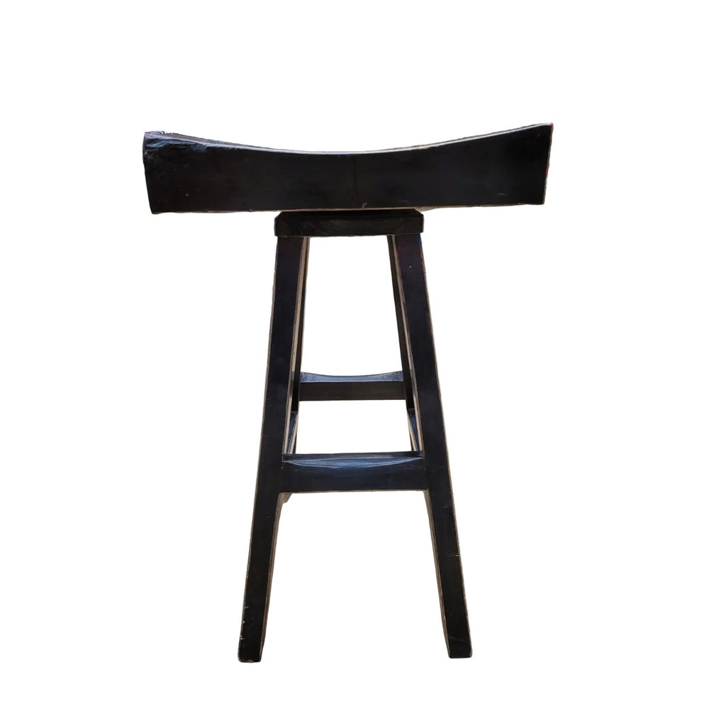 Swivel Saddle-Seat Wooden Bar Stool