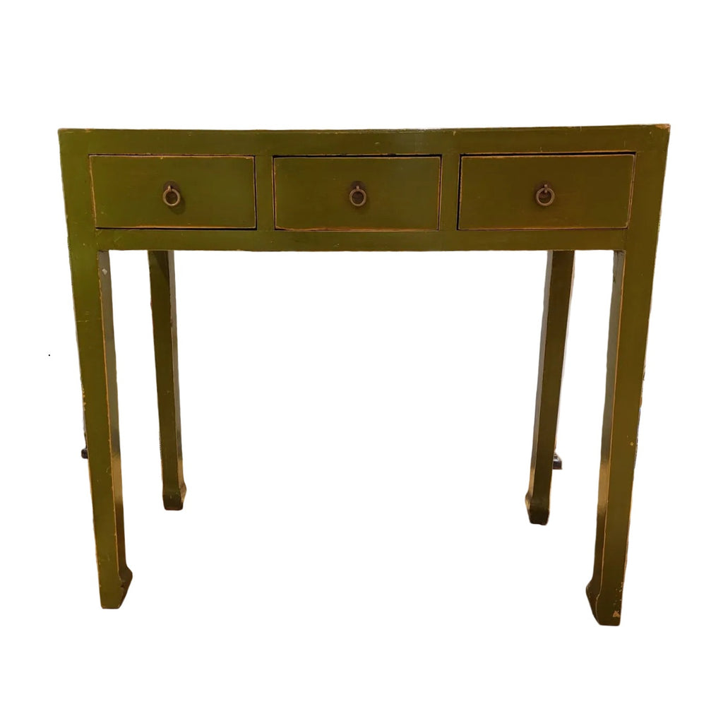 Wooden 3-Drawer Desk - Antique Green