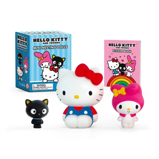 Hello Kitty and friends mini nesting dolls with packaging on a white background