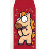 Red envelope with a cartoon horse design on a white background