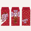Red envelopes with horse and strawberry design