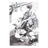 Illustration of a basketball game with mythical creatures and characters.