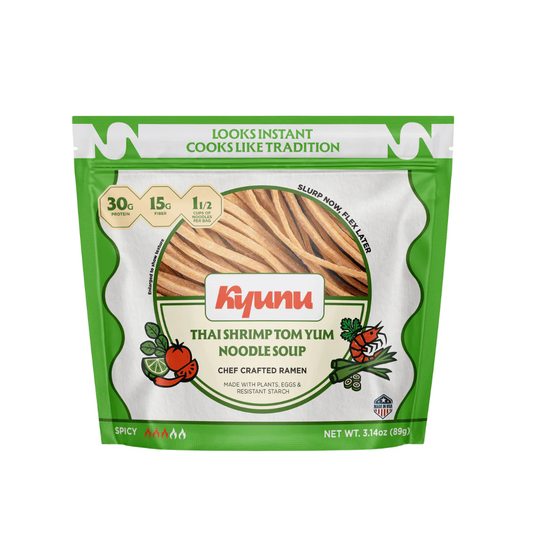 Kiyunu Thai Shrimp Tom Yum Noodle Soup package on a white background