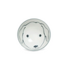 Small round ceramic bowl with a dog face design on a white background
