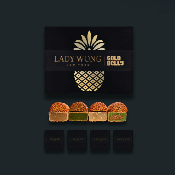 Lady Wong gift box with four bisected mooncakes 