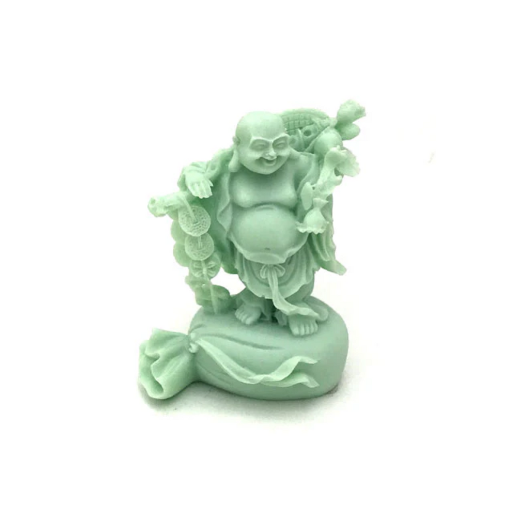 Standing Laughing Buddha - Light Green 3.5"H