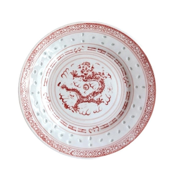 Red on white ling long plate