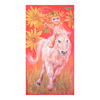 Fairy riding a horse with sunflowers on a red background