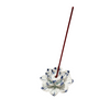 blue ceramic lotus incense holder with incense