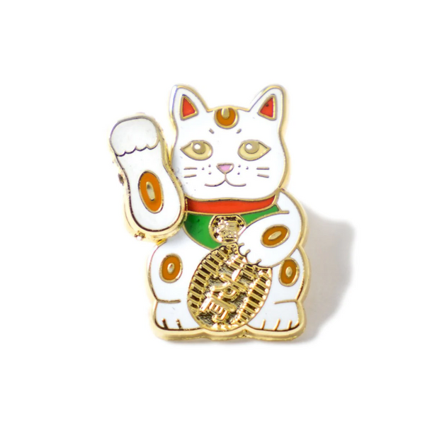 Cute Waving Lucky Cat Pin