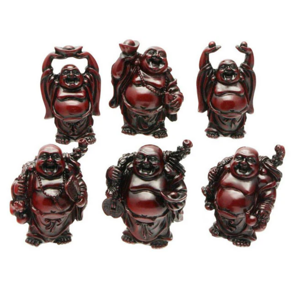 Mahogany Color Laughing Buddha (3.5"-4.25"H)