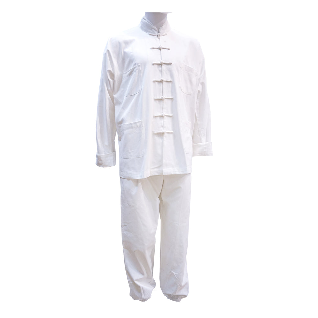 Cotton Twill Kung Fu Jacket and Pants Set (Black or White)