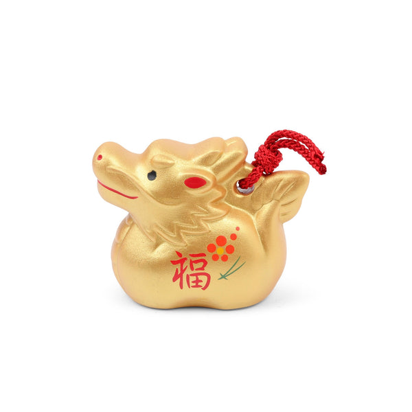 Gold Ceramic Dragon Ornament with red accents