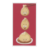 Card with cartoon dumplings on a red background