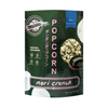 Green package of popcorn with nori crunch flavor on a white background