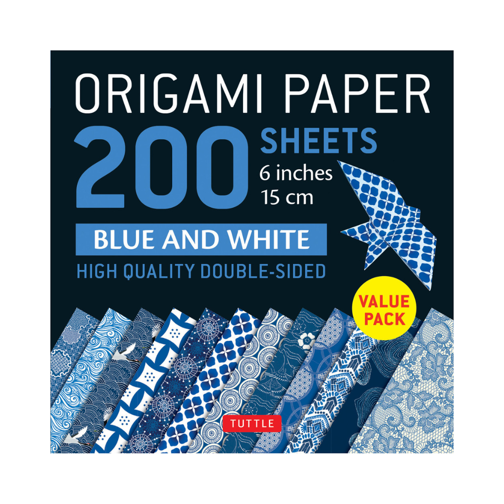 Origami Paper 200 Sheets - Blue and White Patterns (6 inches)