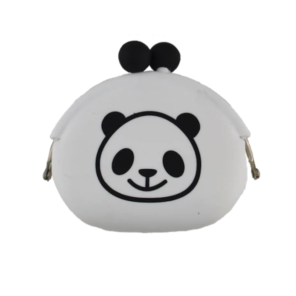 White pouch with panda design on a white background