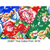 Peony Phoenix Print Cotton Fabric 43"W in three colors. From left to right: blue, red, and green. Currently out of stock.