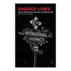 Postcard book cover of 'Shared Lines: Asian American Stories on Route 66' with a black background and white text.