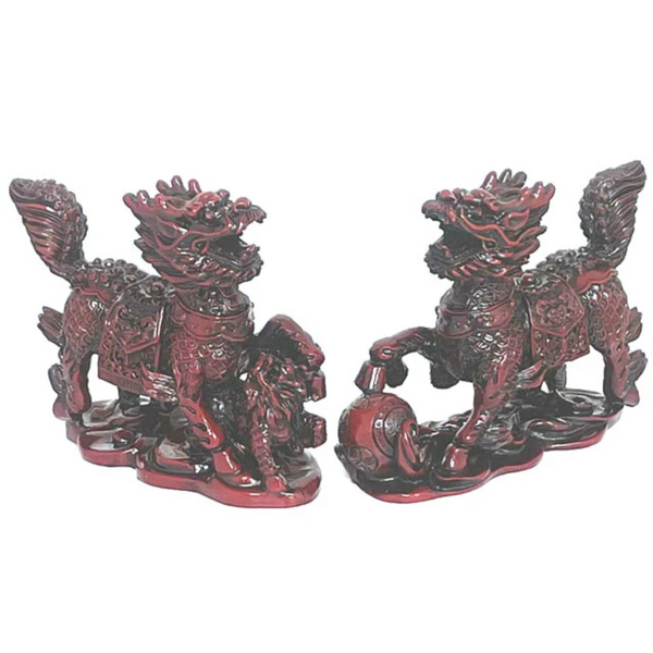 A pair of Resin Qi Ling statue 