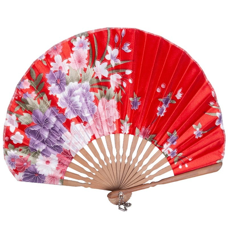 Floral Print Bamboo Hand Fan - 8.5 inch