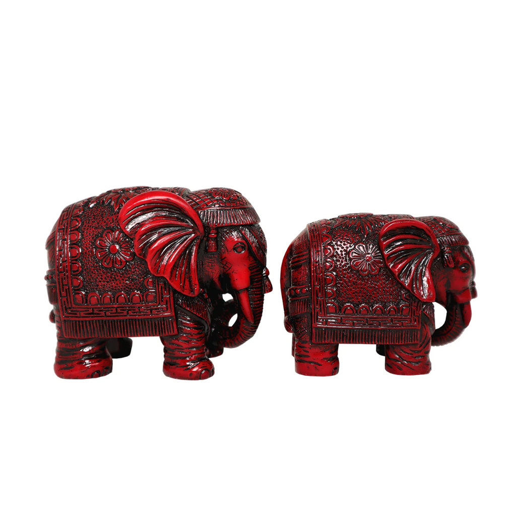 Red Lacquer Elephant Figurine