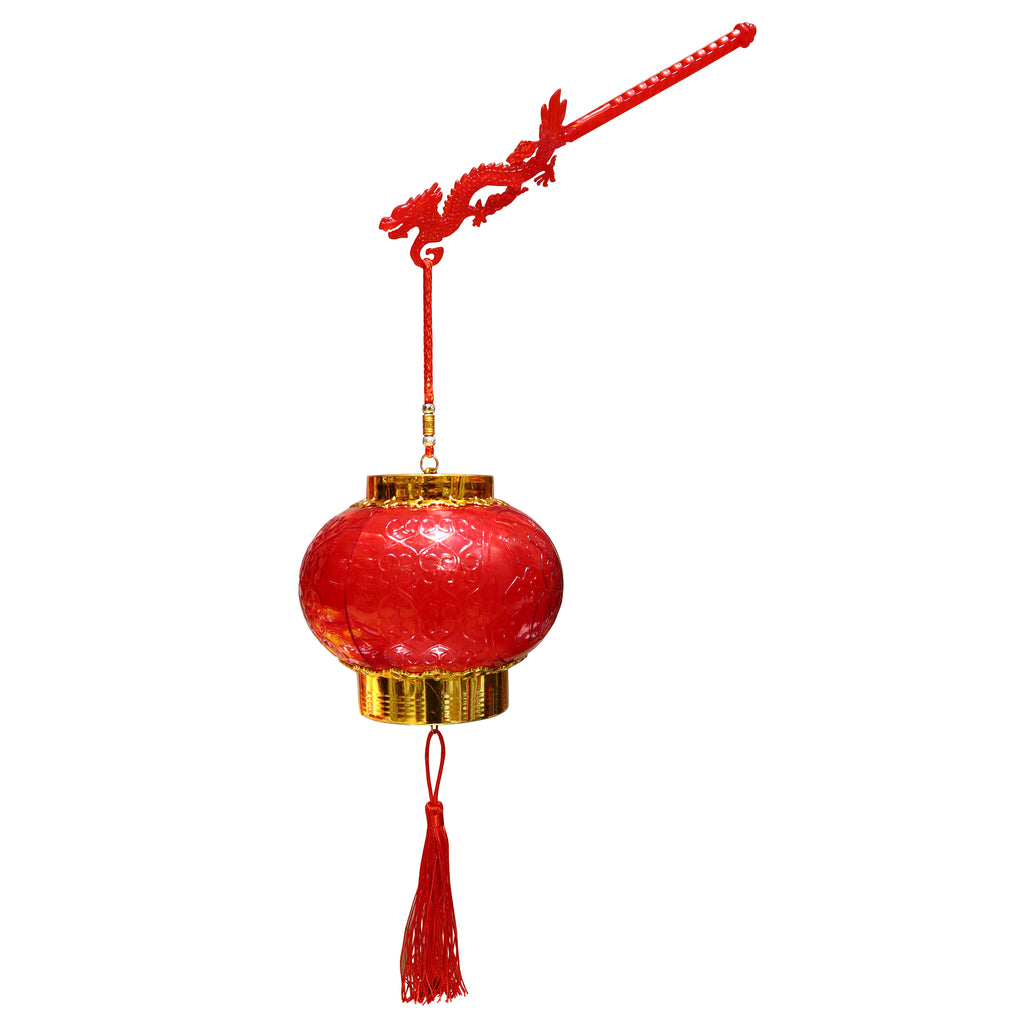 Red Light-Up Lantern with Dragon Handle