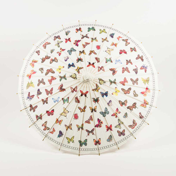 Premium nylon parasol- 32" butterflies design umbrella, seen from the top