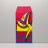 Colorful envelope with shark design and 'Snow Beach' text on a gray background