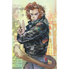 Illustration of a Monkey King in a stylish jacket with a cityscape background