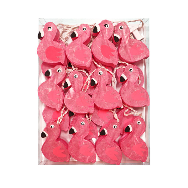 Pink flamingo string lights in package