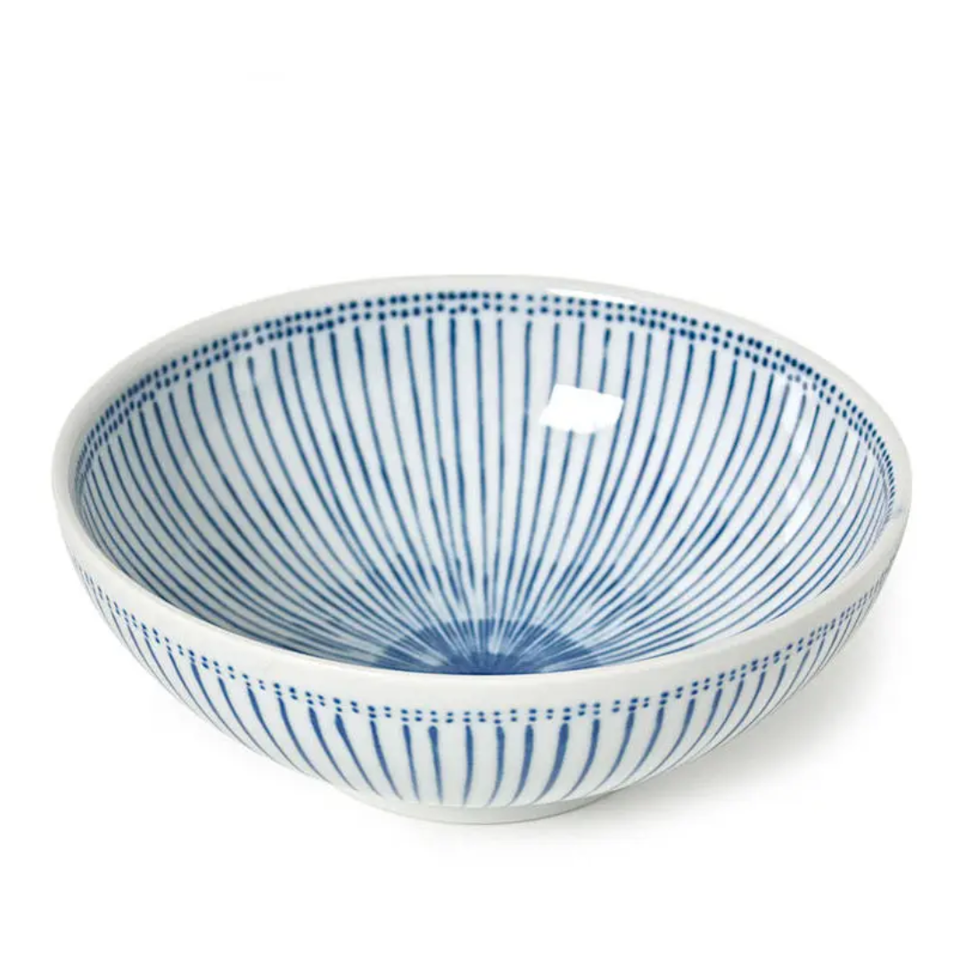 Blue on White Design Ceramic Serving Bowl - 8.25