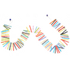 Colorful strips on a garland on a white background