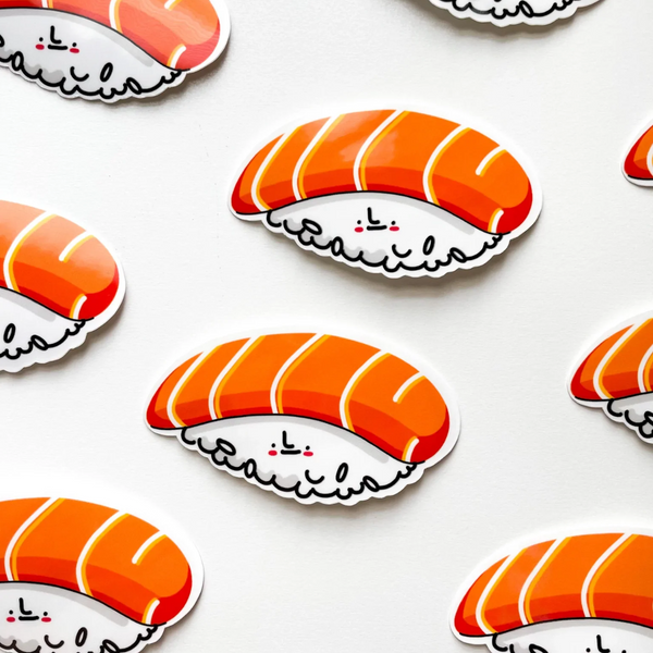 Cute sushi stickers with faces