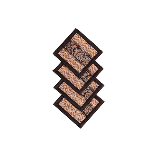 4 Thai-style woven coasters  with black edging