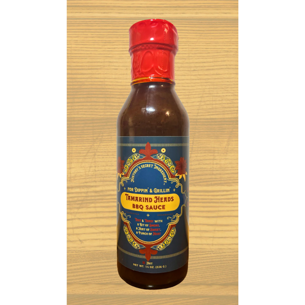 Bottle of Tamarind Heads BBQ Sauce - Hot