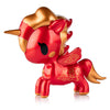Red and gold unicorn figurine on a white background