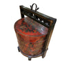 Decorative round wedding chest with intricate carvings on a white background