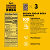 Nutrition facts and ingredients of brown sugar boba on a yellow background