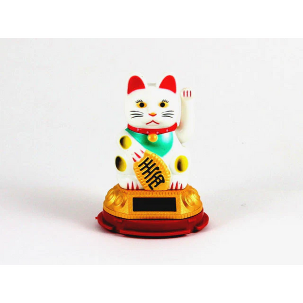 Solar Powered Hand Motion Lucky Cat White