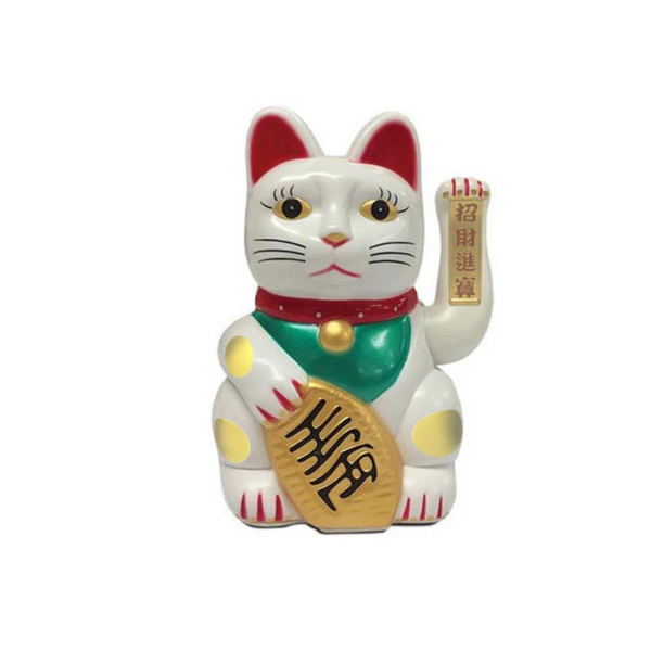 AC/DC Hand Motion Lucky Cat in White